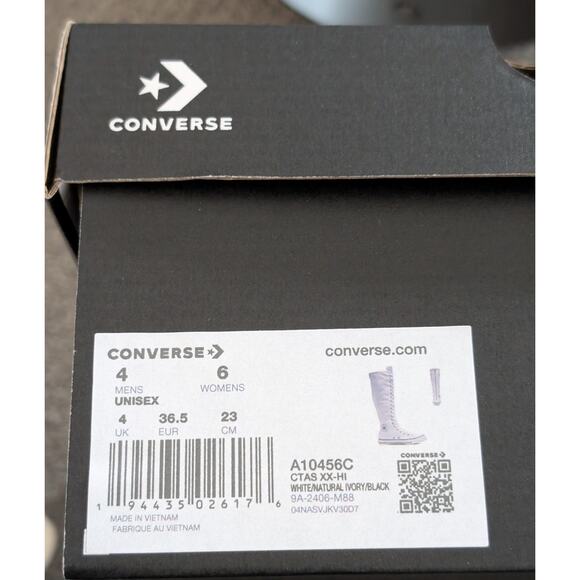Converse CTAS XXHI Womens 6 White Pink Black Canvas Knee High Sneaker Boot NEW - Picture 7 of 10